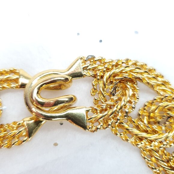 Vintage Chunky Link Necklace Textured Gold Tone Bold Statement Hollywood Glam - Picture 5 of 6